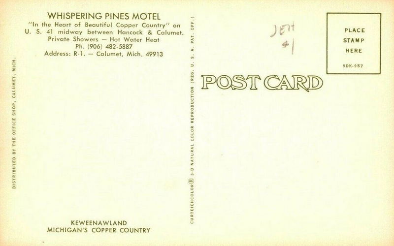 Whispering Pines Motel - Vintage Postcard